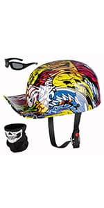 Yesmotor Baseball Motorcycle Helmet Half Cap for Bike Cruiser Chopper Moped Scooter- Dot Approved