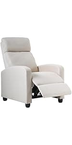 FDW Recliner Chair Push Back Sofa Home Theater Seating with Lumbar Support and Leather Padded Seat Backrest for Living Room