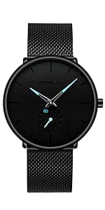 CRRJU Men's Fashion Stainless Steel Watches Date Waterproof Chronograph Wristwatches,Stainsteel Steel Band Waterproof Watch