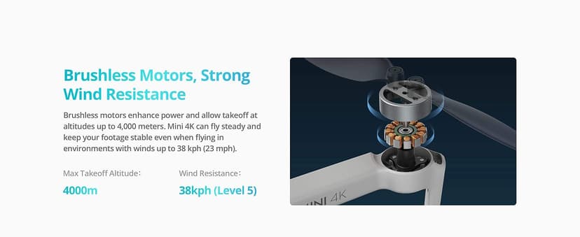 DJI Mini 4K, Drone with 4K UHD Camera for Adults, Under 249 g, 3-Axis Gimbal Stabilization, 10km Video Transmission, Auto Return, Wind Resistance, 1 Battery for 31-Min Max Flight Time