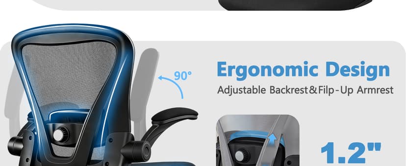 Office Chair, Ergonomic Office Chair with Back Support, Comfy Home Office Desk Chairs with Lumbar Support & Flip-up Armrests, 330LBS Mesh Computer Executive Task Chair for Home Office, Black