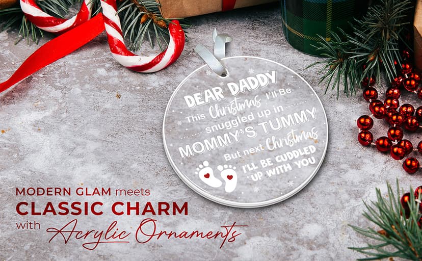 HEXMOZ First Time Dad Gifts - New Dad Gifts - Bumps First Christmas Ornament - Pregnancy Announcement for Husband, Soon to Be Daddy, 1st Time Daddy Gift - Expecting Baby on The Way