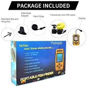 Handheld Fish Finder Portable Fishing Kayak Fishfinder Fish Depth Finder Fishing Gear with Sonar Transducer and LCD Display
