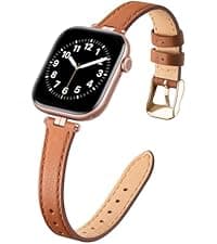 STIROLL Slim Leather Bands Compatible with Apple Watch Band 38mm 40mm 41mm 42mm(Series 11 10), Top Grain Leather Watch Thin Wristband for iWatch SE 9 8 7 6 5 4 3 2 1 (Black Rose Gold)