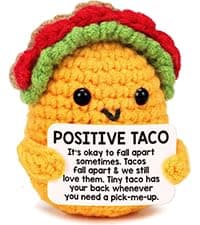 Positive Crochet Taco Christmas Birthday Gifts for Women Men Self Care Son Back to School Mom Dad Daughter Sister Friend Coworkers Relaxation Gift Desk Home Fall Decor Emotional Inspirational Support