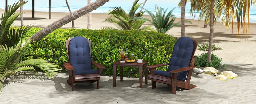 Outdoor Adirondack Chair Cushions Set of 2, 44x19x4 Inch Rocking Chair Cushion, High Back Patio Soft Seat Pad with Ties, Indoor Outside Use, Fade-Resistant & Waterproof, Dark Blue