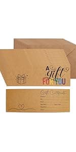 ceiba tree Kraft Blank Gift Certificates for Business 30 Pcs Black Foil Certificate Cards with Envelopes for Salon Restaurants Spa Birthday