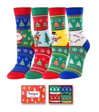 HAPPYPOP Christmas Socks for Kids Adult - Xmas Socks Stocking Stuffers for Boys Girls