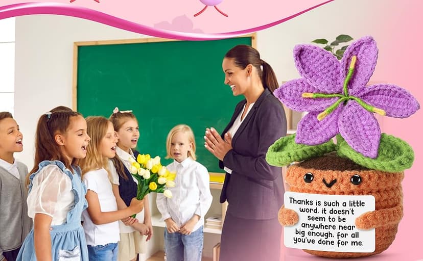 Handmade Friendship Crochet Purple Lily Flower Doll with Appreciation Card – To My Friend Gift for Best Friend Woman, BFF, Bridesmaid, Coworker, Her – Graduation, Birthday, Wedding, Christmas