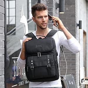 YALUNDISI Vintage Backpack Travel Laptop Backpack with usb Charging Port for Women & Men College Backpack Fits 15.6 Inch Laptop Black