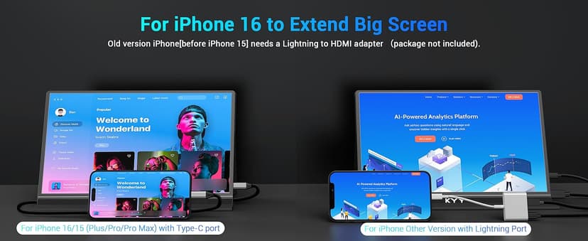 KYY Portable Monitor 15.6inch 1080P FHD USB-C, HDMI Computer Display HDR IPS Gaming Monitor w/Premium Smart Cover & Screen Protector, Speakers, for Laptop PC MAC Phone PS4 Xbox Switch