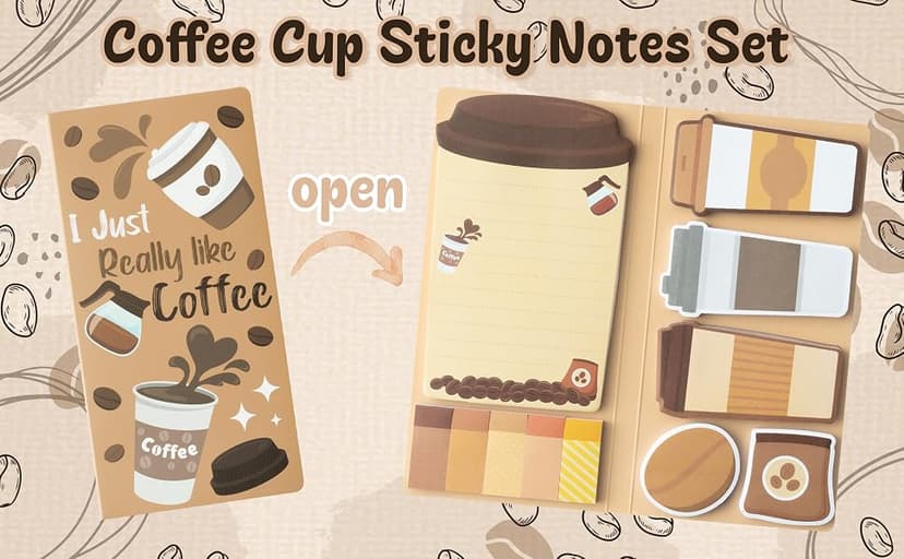 Self-Stick Notes Pages, Teacher Appreciation Gift, School Office Supplies, I Just Really Like Coffee Design B1ykin Sticky Notes Set - 550 Sheets Memo Writing Pad Coffee Cup Design B0CQT7V1DS