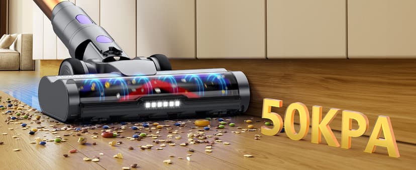 Cordless Vacuum Cleaner, 50KPA Powerful Suction, 70Min Runtime Vacuum Cleaners for Home, Self-Standing Stick Vacuum with Charging Dock Station,Anti-Tangle Brush for Home Pet Hair/Carpet/Hardwood Floor