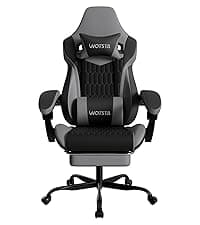 Gaming Chair with Footrest, High Back Gaming Chairs PVC Leather Ergonomic Gamer Chair with Adjustable Headrest Lumbar Support Racing Style Video Gaming Chair for Office/Home (Black Orange)