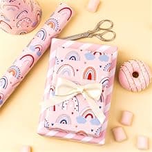 WRAPAHOLIC Reversible Birthday Wrapping Paper - Mini Roll - 17 Inch X 33 Feet - Colorful Balloon with Confetti Design for Birthday, Holiday, Party, Baby Shower B0BJ6V38SZ