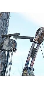 HME Durable Secure Convenient Portable Folding Tree Stand Bow Hanger w/Two Accessory Hooks - Extends to 20", Folds to 10", 3 Pack