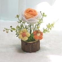 Handmade Crochet Knitted Sunflower Bouquet Creative Knitted Potted Plant Mini Cute Home Desktop Decorations and Gifts for Friends, Lovers, Classmates