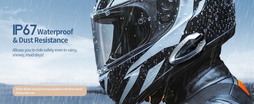 JESIMAIK Motorcycle Helmet Bluetooth Headset, 10-Rider Mesh Helmet Communication System, Anti-Theft Magnet Mount, 23H Battery Life, Glove-Friendly Anti-mistouch Intercom, Music Sharing, Black,(1 Pack)