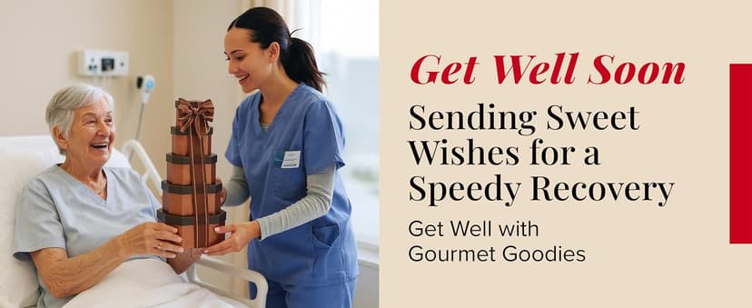 Get Well Basket Tower – Care Package with Gourmet Snacks for Women & Men, After Surgery Gifts, Thinking of You Treats, Feel Better Soon Gift Box by Broadway Basketeers