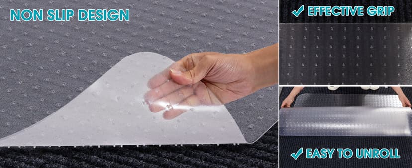 Office Chair Mat for Carpets, 48"x 36" Heavy Duty Clear Plastic Floor Protector, Non-Slip Computer Desk Chair Mat for Low Pile Carpeted Floors, Smooth Rolling Carpet Chair Mat for Home Office
