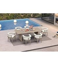 PURPLE LEAF Patio Chaise Lounge Chair Set of 3 Outside Aluminum Plastic Stackable Tanning Chairs with Armrests and Side Table for Pool Sunbathing Beach Deck Outdoor Lounger, Taupe