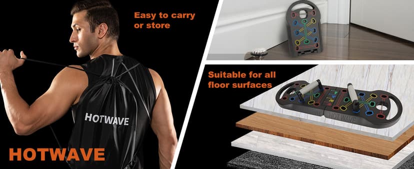 HOTWAVE Push Up Board Fitness, Portable Foldable 20 in 1 Push Up Bar at Home Gym, Pushup Handles for Floor. Professional Strength Training Equipment For Man and Women,Patent Pending