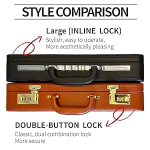 Briefcases for Men, Professional Leather Briefcase with Lock, Hard Shell Business Brief Case, Durable Executive Attache Case for Laptop Documents, Mens Hard Briefcase for Work Office Travel