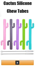 Hollow Teething Tubes Toys for Babies Girls Boys, 6 Pack Silicone Baby Teether Toy Tube for Infants with Nursing Biting Chewing, Chew Straws for Toddlers 6-12 Months (Style A)