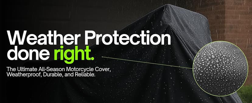 Light Weight Motorcycle Cover (L) with Cable & Lock. Fits up to 84" Length Sport Bike, Dirt Bike, Small Cruiser.