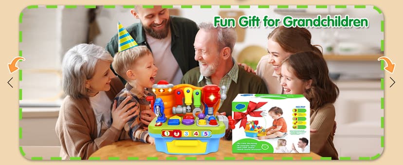 Montessori Toys with Sound Lights Effect, Shape Sorter, Christmas Birthday Gift for Boy Girl,Engineer Pretend Play Workbench Toys for 1 Year Old Boy, Musical Toy Tool Bench, 1 2 3 Years old Boy Gifts B08345YDXJ