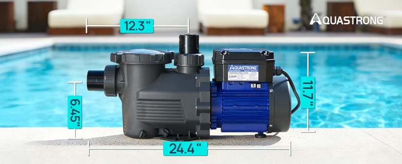 AQUASTRONG In/Above Ground Pool Pump, High Flow (Dual Speed with Timer, 2HP, 115V, 5186 GPH)