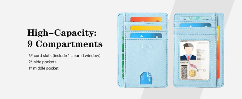Teskyer Slim Wallet for Men, Minimalist Front Pocket RFID Blocking Leather Wallet Credit Card Holder for Men & Women