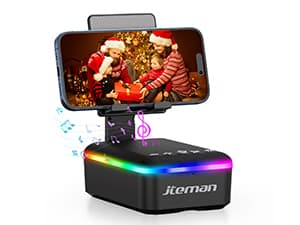 JTEMAN Gifts for Men Women,Cell Phone Stand with Bluetooth Speaker,LED Light,and Lanyard,Cool Tech Gadgets,Unique Birthday Gifts for Men Husband Mom Dad