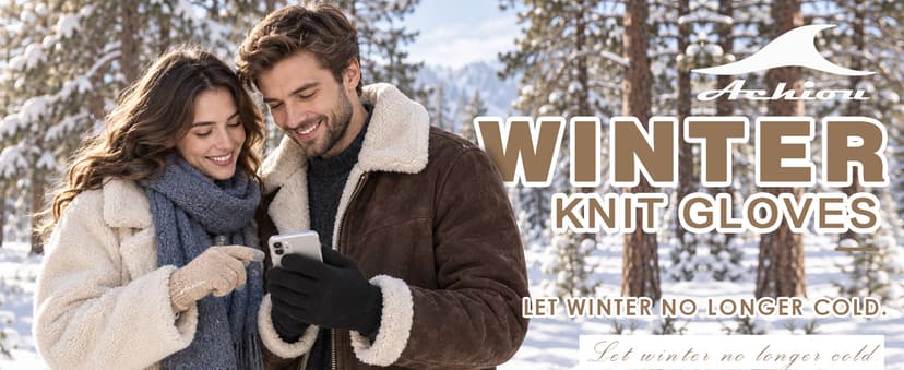 Achiou Winter Gloves, Glove for Men Women, Upgraded Touch Screen Texting Warm Running with Thermal Soft Knit Lining