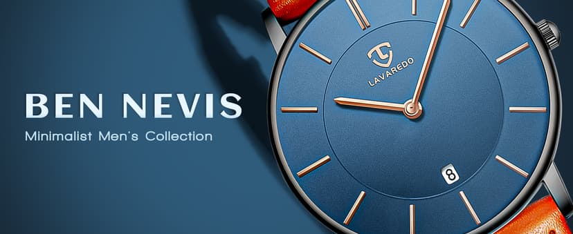 BEN NEVIS Watch, Mens Watch, Minimalist Fashion Simple Wrist Watch Analog Date with Leather Strap