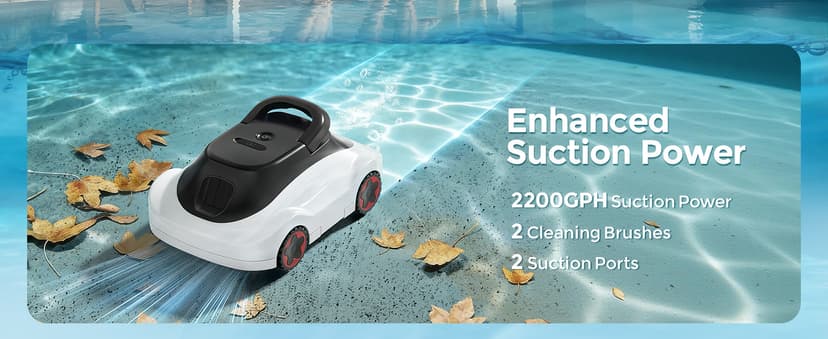 C5 Cordless Robotic Pool Cleaner with 180-Min Runtime, 2.7L Large Filter Basket & Self Parking, Pool Vacuum for Above-Ground Flat Pools up to 2200 Sq.Ft