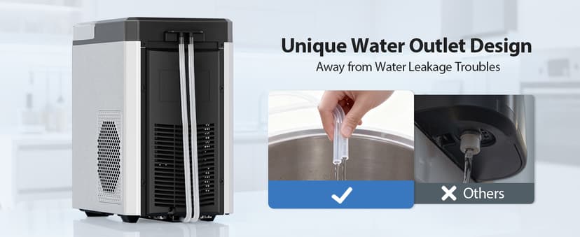 Nugget Ice Maker 40lbs/Day, Countertop Ice Maker Soft Chewable Ice, Ice Makers One-Click & Self-Cleaning, Crushed Pellet Ice Machine with Scoop&Basket for Home/Kitchen/Office, Stainless Silver