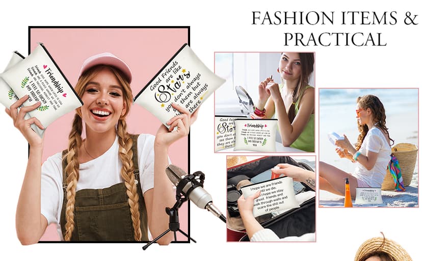 Frienda 3 Pcs Good Friend Gifts Cosmetic Bag for Women Friendship Makeup Bag Travel Cases for Birthday Graduation Moving Away Christmas Bestie Soul Sister(Trend Style)