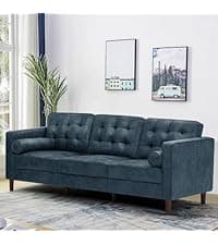 Lesofair 84" L-Shape Pull Out Sofa Bed with Adjustable Backrest, Upholstered Sectional Sleeper Sofa with Storage Chaise, Suede Leather Reversible Couch Bed with USB Port for Living Room, House, Brown