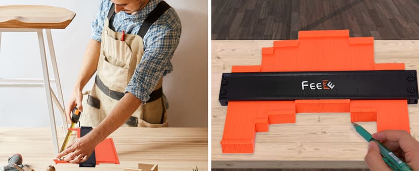 Contour Gauge (12 Inch) with Lock Profile Tool, Christmas Gifts for Men Dad Husband Him Super Contour Duplicator Men Gifts Woodworking Tools Carpenter Tools Construction Outline Angle Measuring Tool