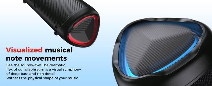 Bluetooth Speaker with HD Sound, Portable Wireless, IPX5 Waterproof, Up to 20H Playtime, TWS Pairing, BT5.3, for Home/Party/Outdoor/Beach, Stocking Stuffers, White Elephant Gifts for Adults (Black)