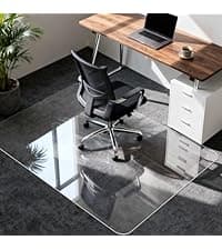 Vicwe Glass Chair Mat for Carpet,32"x48" Tempered Glass Office Chair Mat,1/5" Thick Glass Chair Mat with Rounded and Polished Edges,Smooth Glide for Carpet & Hardwood Floor Protection