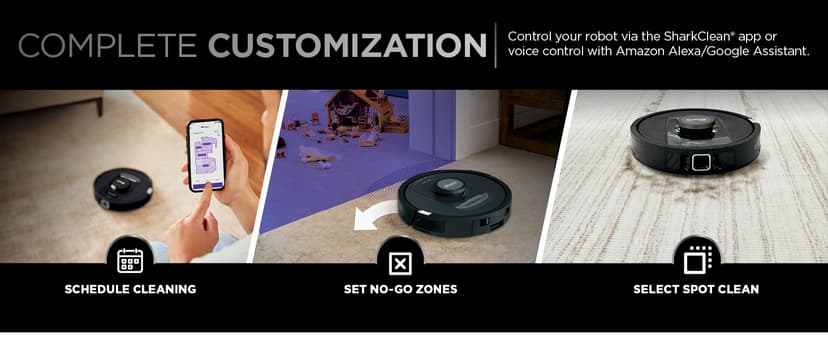 Shark PowerDetect Self-Empty Robot Vacuum with NeverStuck Technology, Auto Deep-Clean Carpets & Hardfloors, 30 Day Capacity HEPA Bagless Base, for Pet Hair, WiFi Black, AV2820S