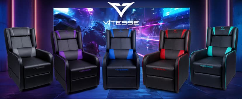 VITESSE VIT Gaming Recliner Chair Racing Style Single PU Leather Sofa Modern Living Room Recliners Ergonomic Comfortable Home Theater Seating, Blue.
