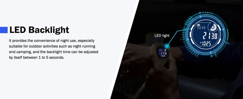 AVTREK AVTREK Tactical Watch with Compass,50M Waterproof Pedometer, Digital Altimeter Watch for Outdoor Hiking/Climbing(Cafe)