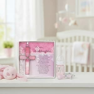 Handmade Glass Cross with Loving Sentiments Perfect Christian Gift for Goddaughter On Birth Baptism Confirmation Christening Birthday from Godparents B01C4JGY2M
