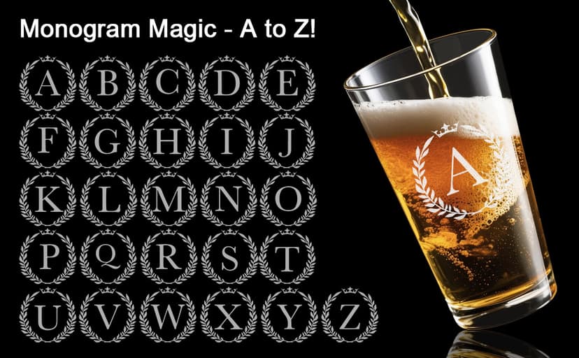 Personalized Beer Glasses Gifts for Men, 16 oz Pint Glasses Monogrammed A-Z Drinking Glass Cups Customized Gift, Unique Christmas Anniversary Birthday Gifts for Men Him Dad Brother Husband Grandpa (T)