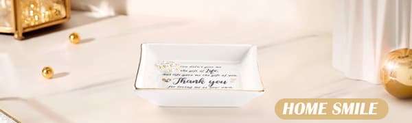 HOME SMILE Ceramic Ring Dish Jewelry Tray for Mom Sister Friends