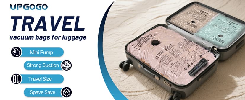 Combo 12 Pack Travel Vacuum Bags for Luggage with Portable Electric Pump,Vacuum Seal Bags for Clothing,Packing Cubes Compression,Cruise Ship and Travel Essentials