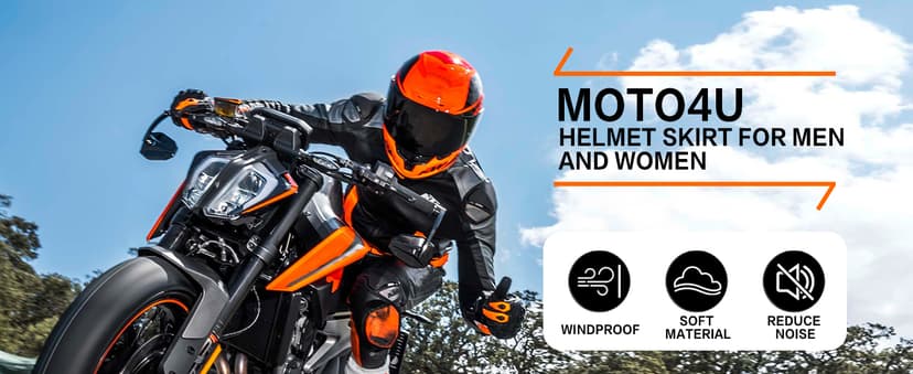 MOTO4U Motorcycle Helmet Skirt Wrap-Around Helmet Bib Wind & Rain Bib Helmet Warm Bib Detachable Long Type
